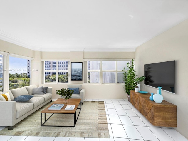 view of tiled living room