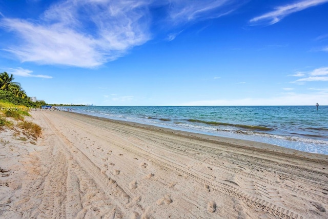 property view of water featuring a view of the beach