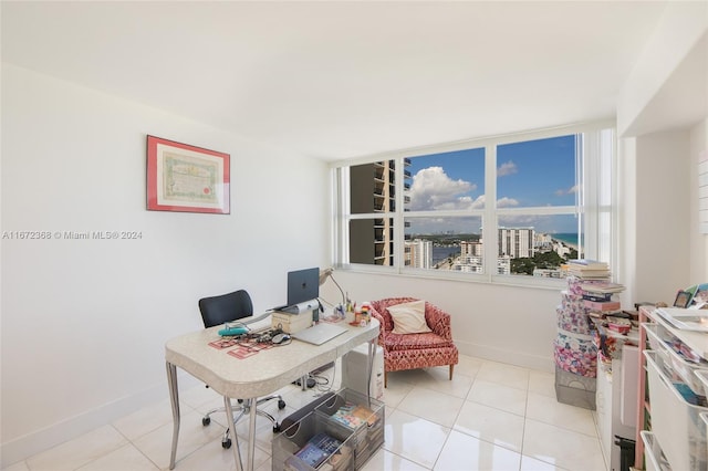 office space featuring light tile patterned floors