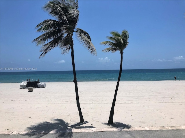 view of water feature with a view of the beach