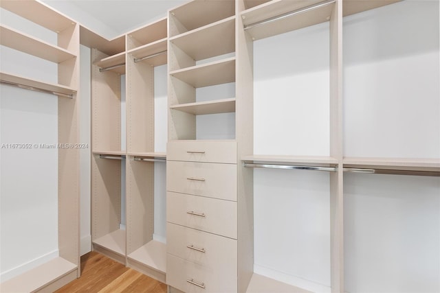 walk in closet featuring light hardwood / wood-style flooring