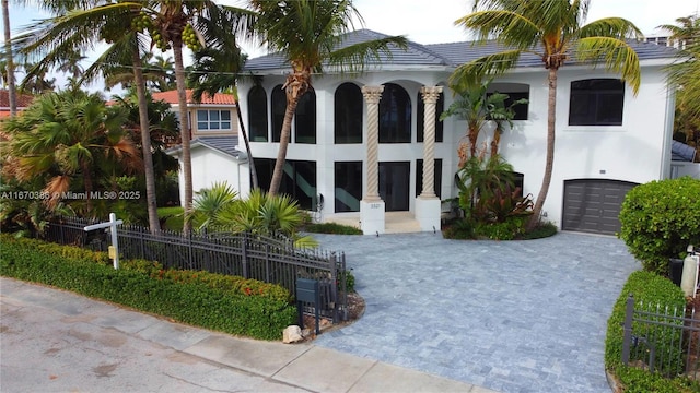 exterior space featuring a garage