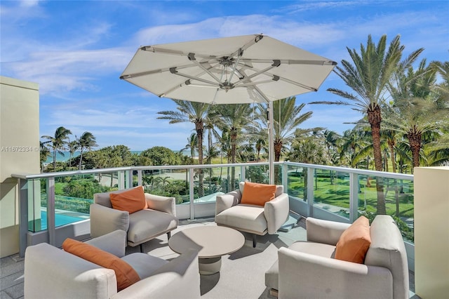 balcony with an outdoor hangout area