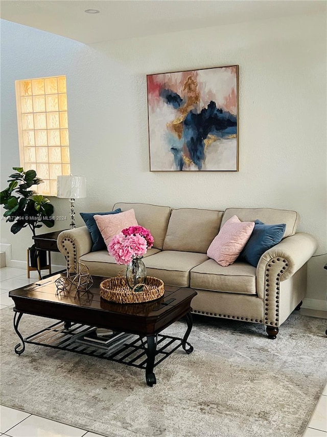 view of tiled living room