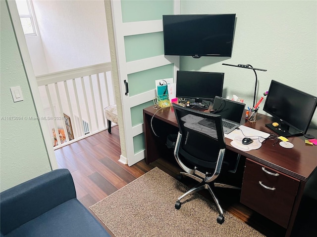 office space featuring dark hardwood / wood-style floors