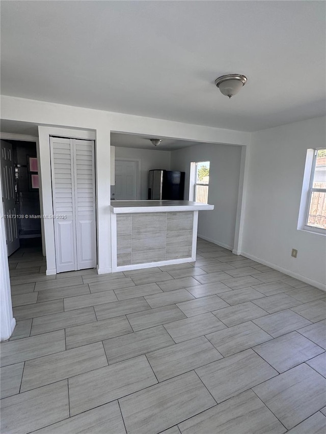 kitchen with stainless steel fridge