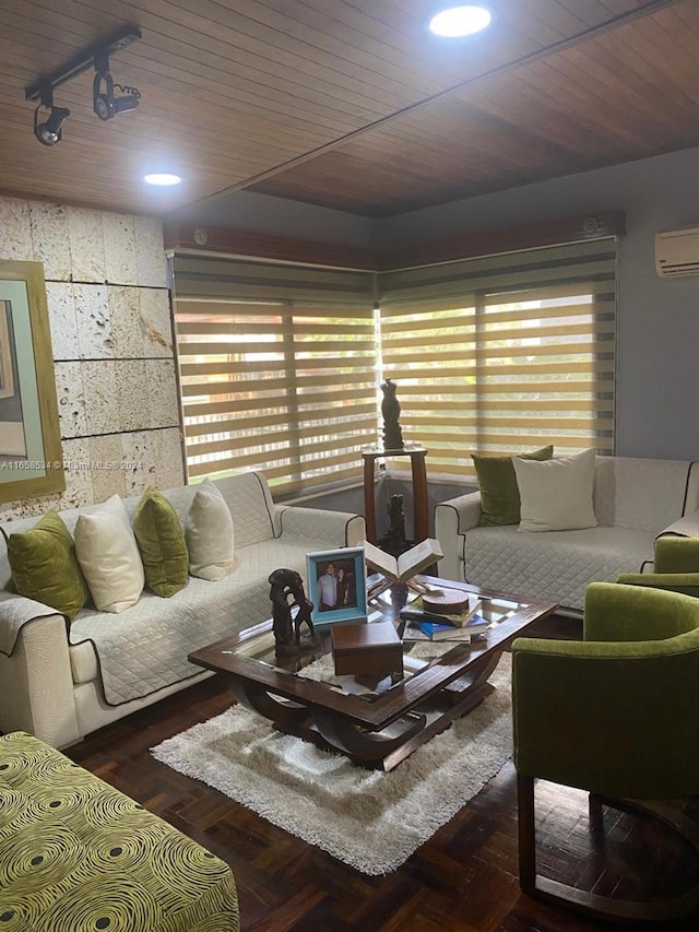 94-93 59 Cra, Barranquilla, FL 80001 - living room with recessed lighting, wood ceiling, and a wall unit AC