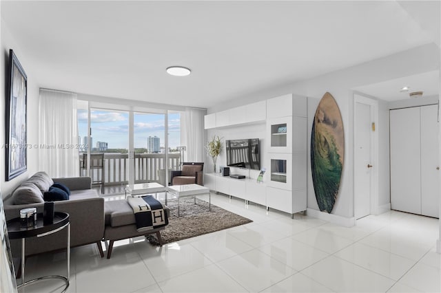 view of tiled living room