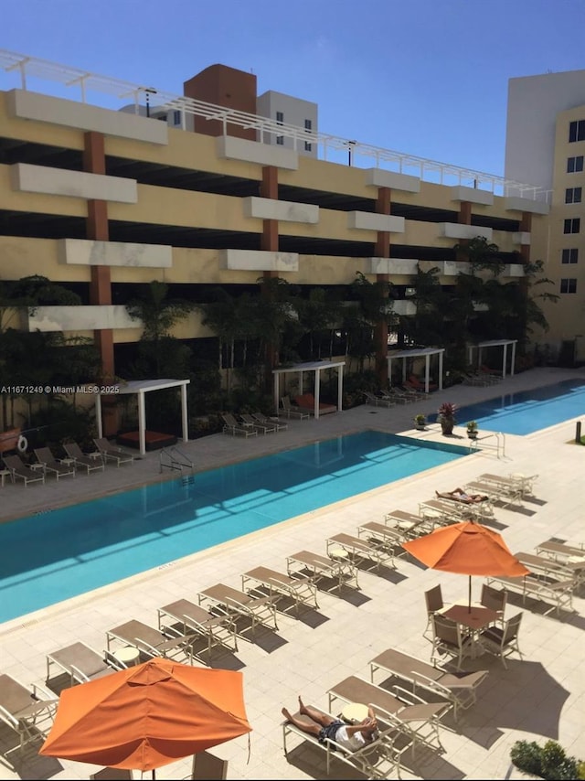 view of pool with a patio