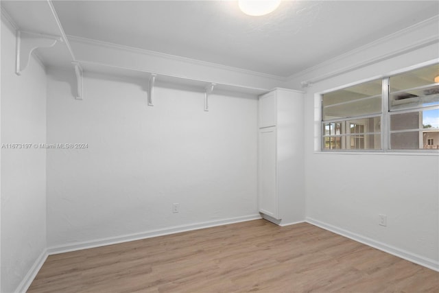 spacious closet with light hardwood / wood-style flooring