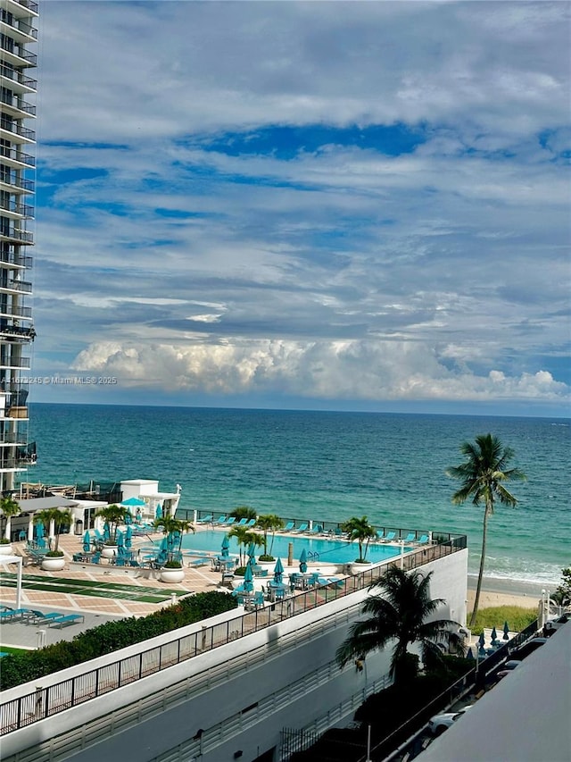 water view featuring a beach view