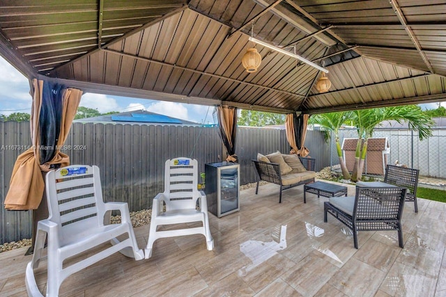 wooden deck with a gazebo