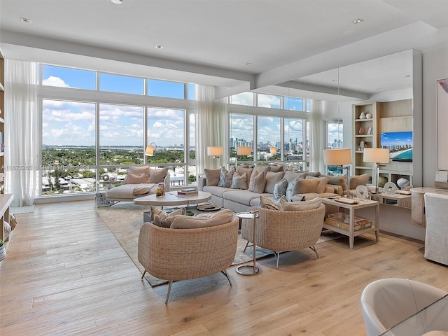 living room featuring light hardwood / wood-style floors