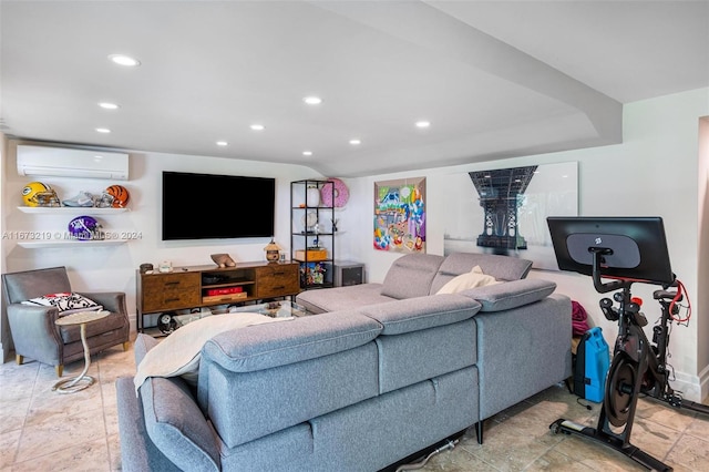 living room with a wall unit AC