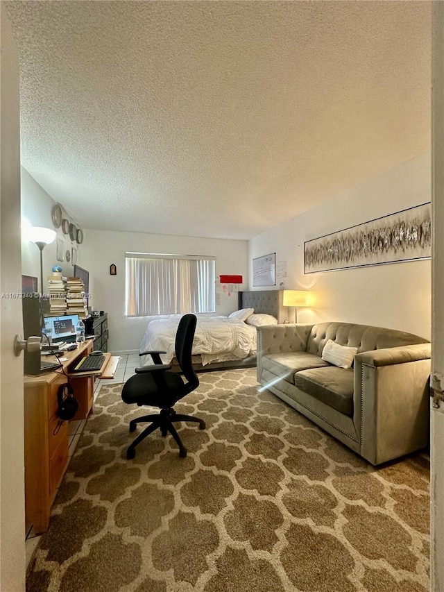 interior space with a textured ceiling