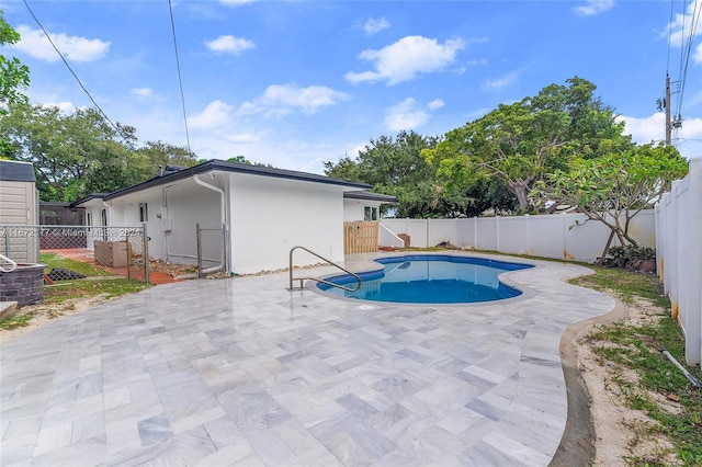 view of swimming pool with a patio area