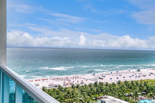 view of water feature with a view of the beach