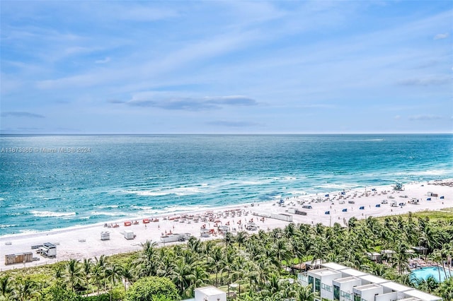 property view of water featuring a view of the beach