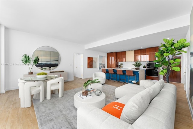 living room featuring light wood-type flooring