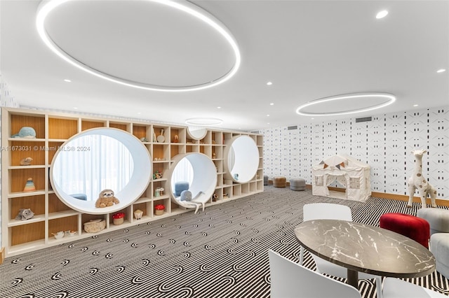2678 Tigertail Ave Unit 1504B, Miami, FL 33133 - building lobby featuring wallpapered walls and recessed lighting