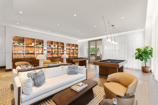 2678 Tigertail Ave Unit 1504B, Miami, FL 33133 - rec room with billiards, recessed lighting, and wood finished floors