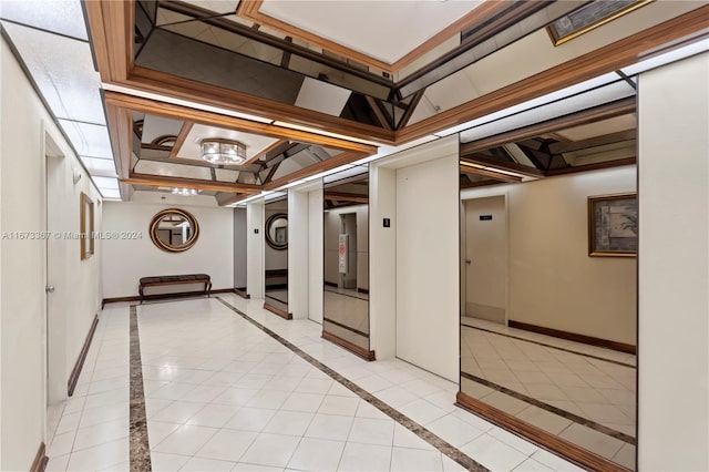 hallway with light tile patterned floors