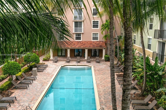 view of pool with a patio area