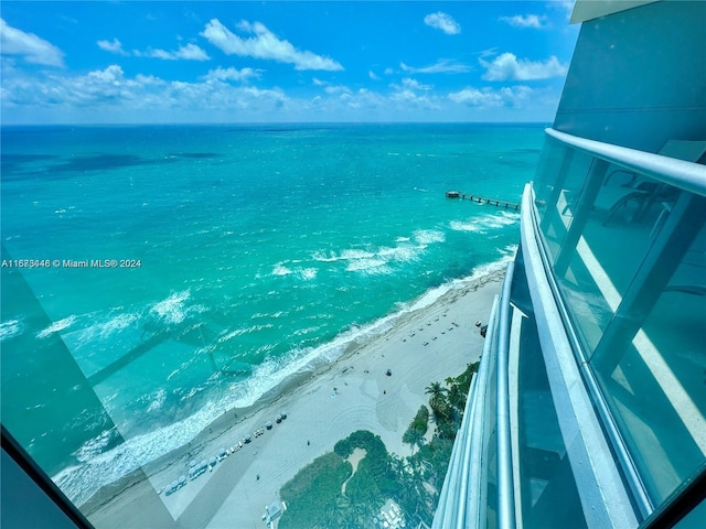 view of water feature featuring a beach view