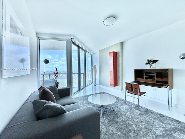 living room featuring expansive windows