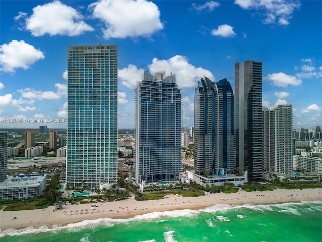 city view with a water view and a view of the beach