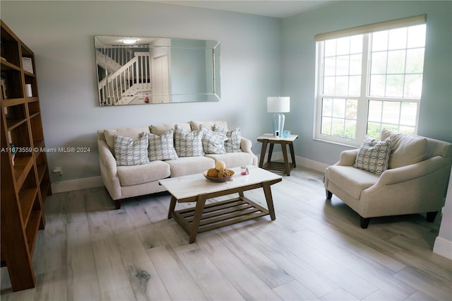 living room featuring light wood-type flooring