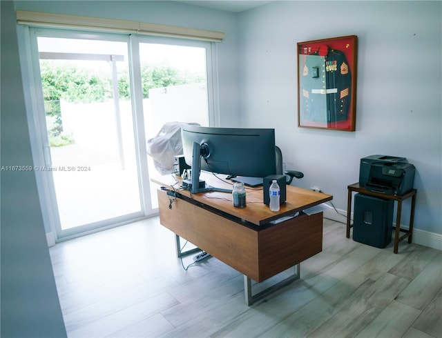 office area featuring light wood-type flooring