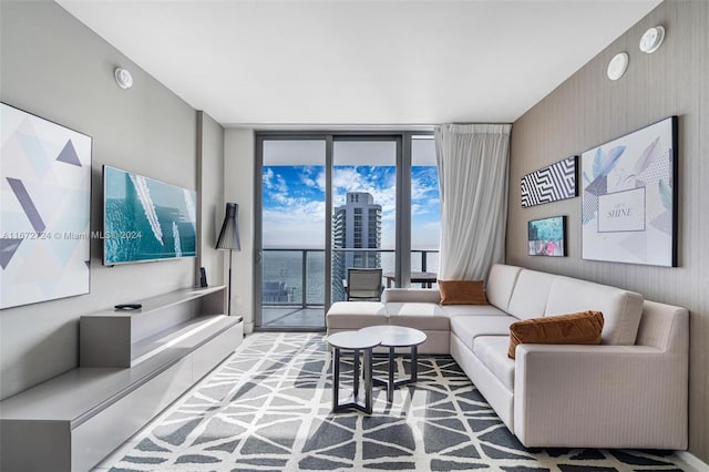 living room featuring expansive windows