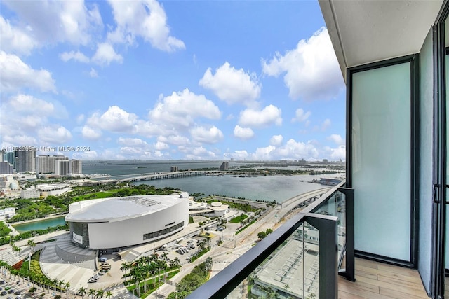 balcony with a water view