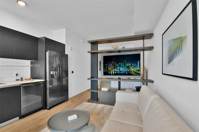 living room with light wood-type flooring