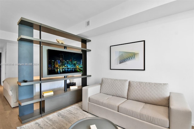 living room with light hardwood / wood-style floors