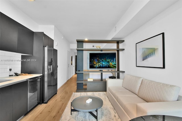 living room featuring light hardwood / wood-style flooring