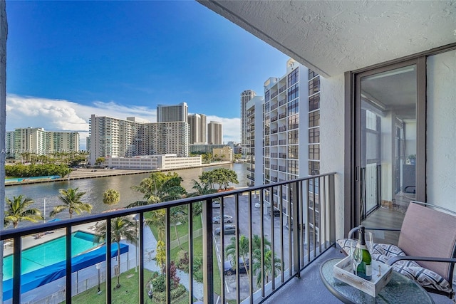 balcony with a water view