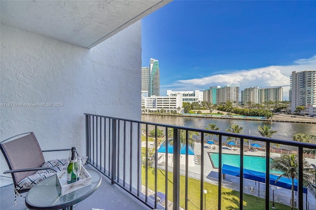 balcony with a water view