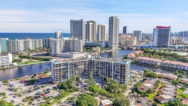 property's view of city with a water view