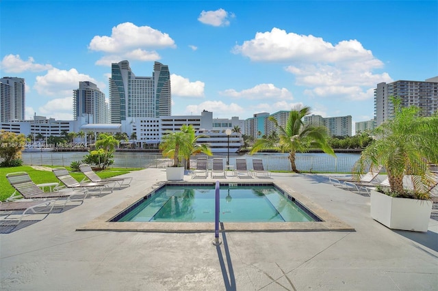 view of pool featuring a patio area