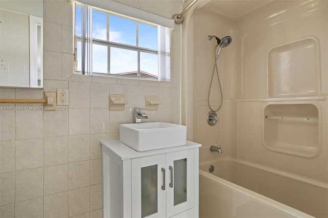 full bathroom with vanity and shower / bathtub combination