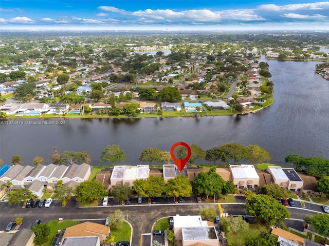 bird's eye view featuring a water view