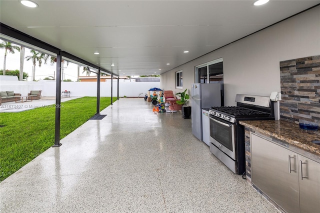 exterior space with stainless steel appliances