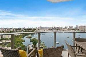 balcony with a water view