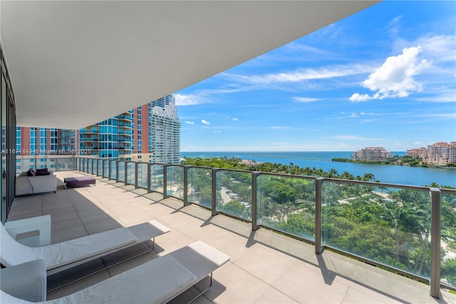 balcony with a water view