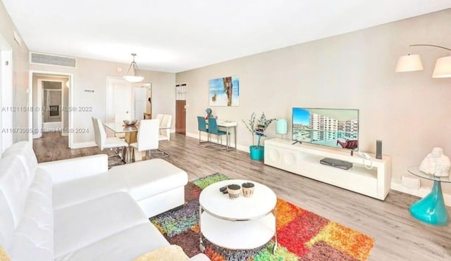 living room with wood-type flooring