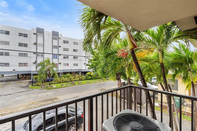 balcony with central AC unit