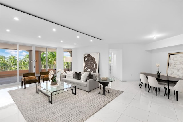 view of tiled living room