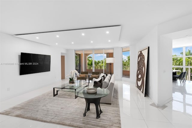 view of tiled living room